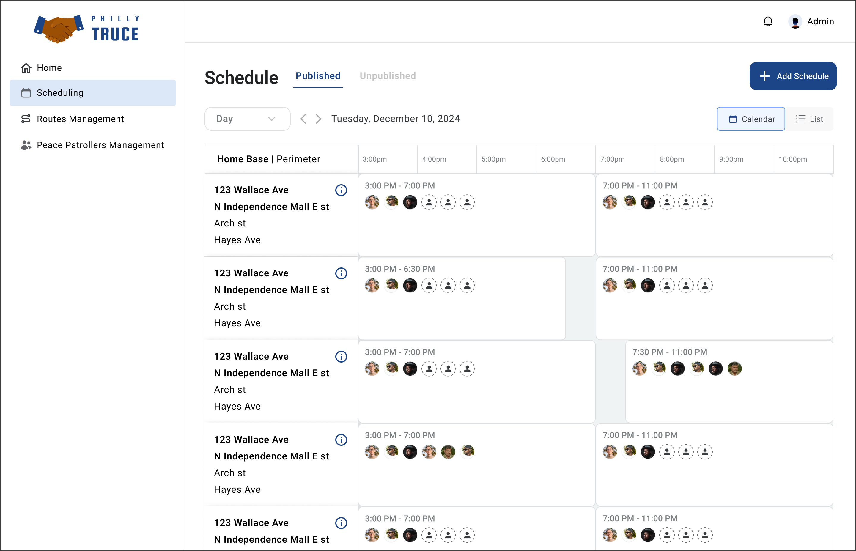 Monochrome desktop calendar scheduling view, first published version
